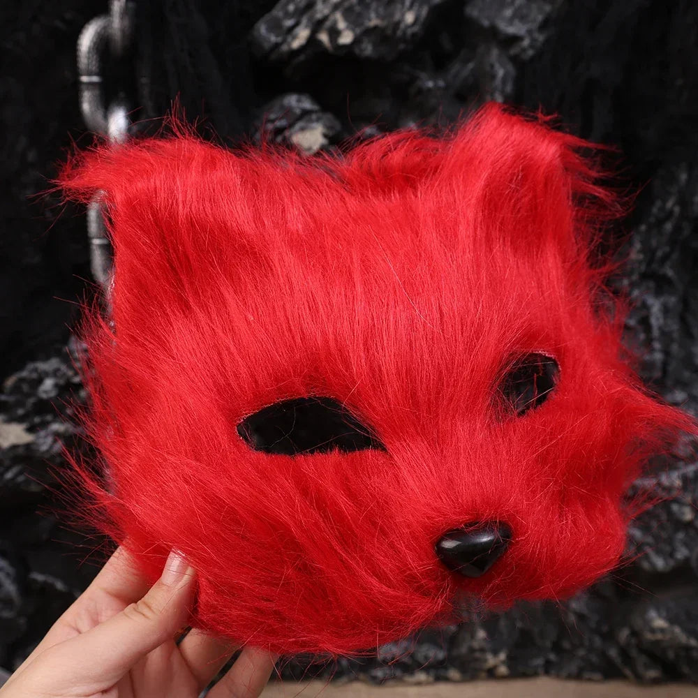 イベント・ハロウィングッズ|ファー素材キツネ型ハーフマスク