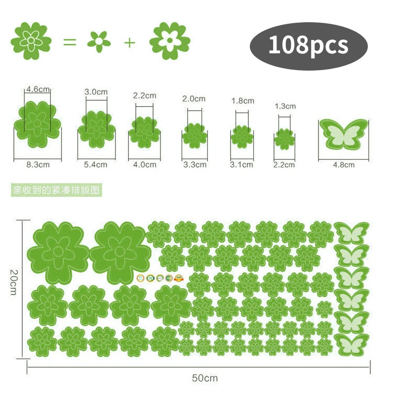 インテリア装飾用 室内装飾 花柄ステッカー 108枚入/216枚入 パーティー・イベント用