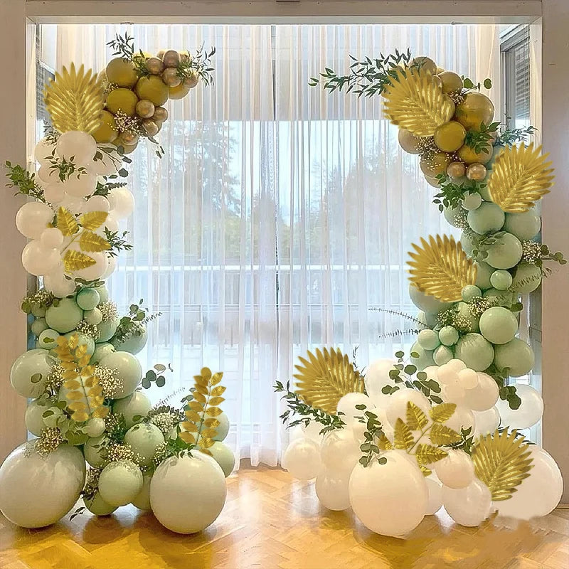 人工トロピカルヤシの葉・5個入り・ゴールドシルク・タートルリーフ