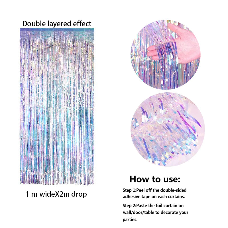 パーティー・インテリア用装飾 キラキラ!オーロラカラーカーテン 光反射