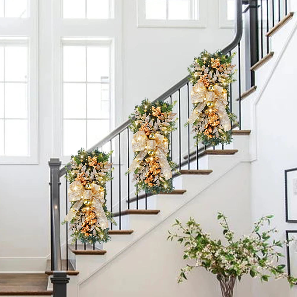 LED付きクリスマススワッグリースデコレーション