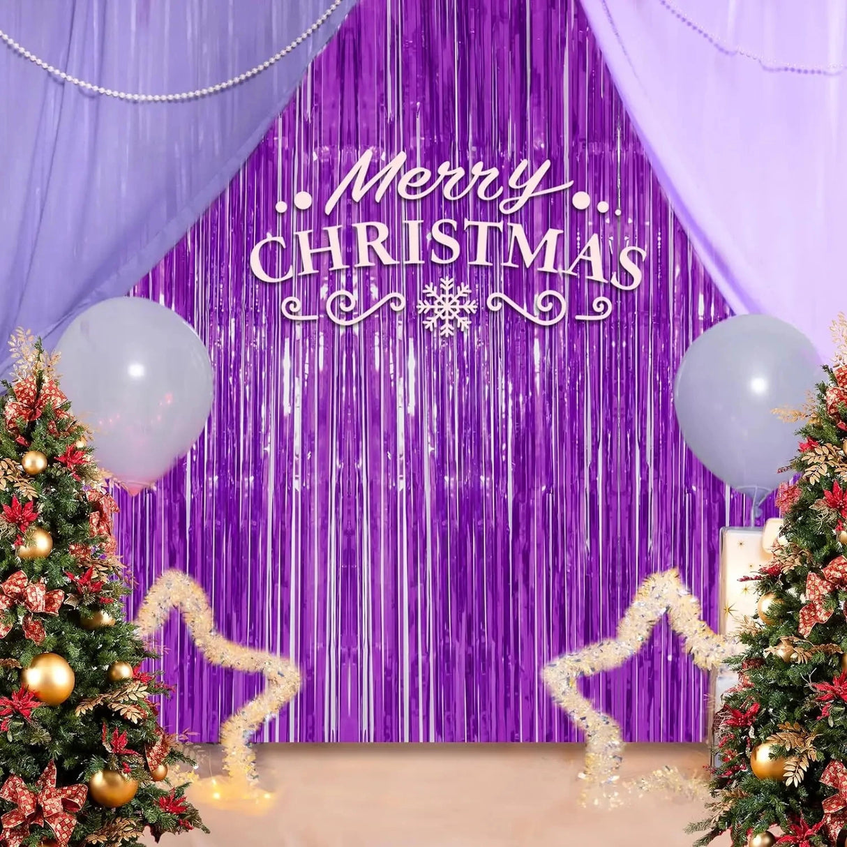 パーティー・インテリア装飾 メタリックカラーカーテン 幅1M 4Pセット 大容量