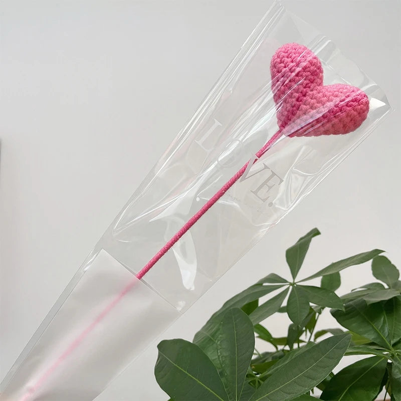 パーティー・インテリア装飾|アレンジメント用造花 かぎ針編みハート・チューリップ(40c)