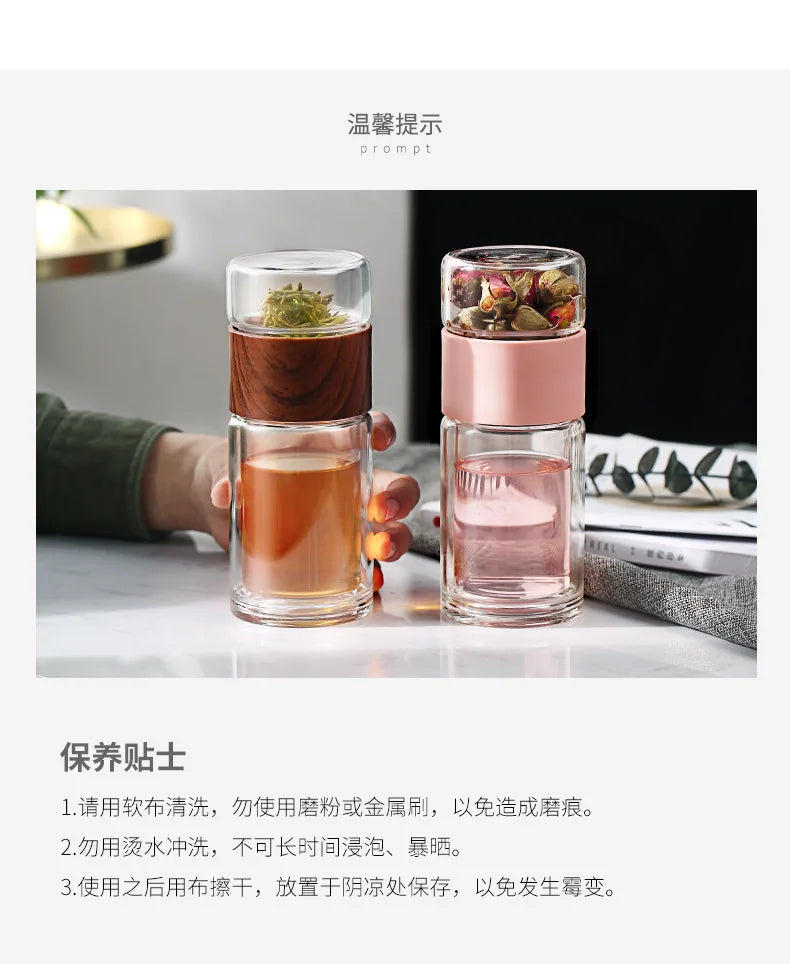 |イベント・ノベルティ用品 | 高品質二重ガラスティーボトル ケース付き