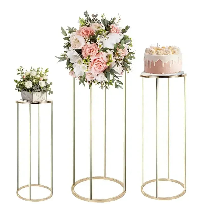 結婚式・インテリア装飾|ゴールドメタルフラワースタンド3ピースセット
