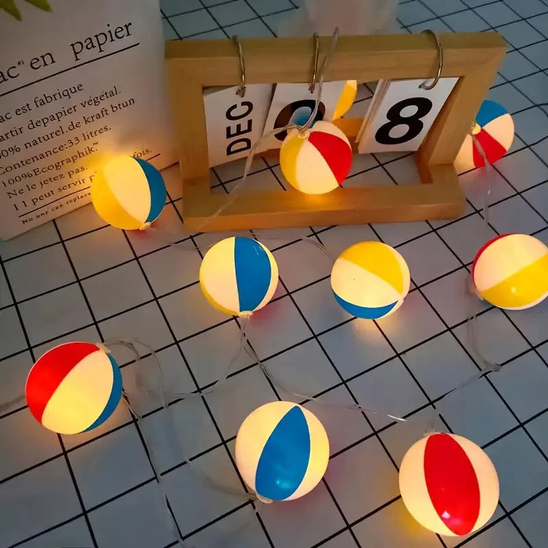 イベント・ハロウィン装飾|野球・サッカー・ビーチバレーボール型LEDストリングライト(1.5M/3M/6M)