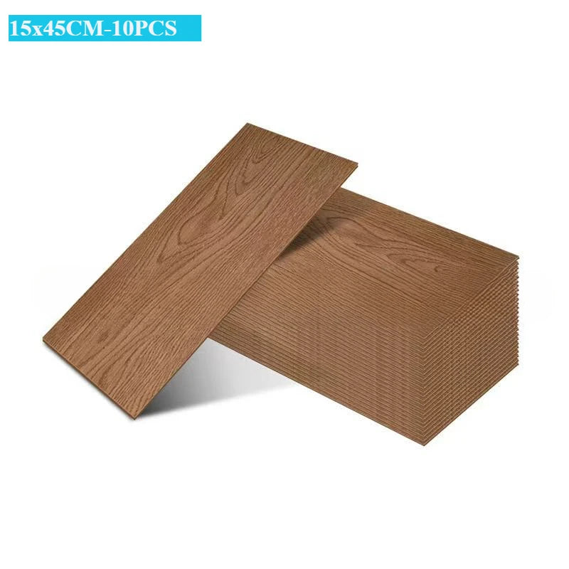 DIYフロアシート 天然木目風 床ステッカー 幅15cm x 45cm 10枚入