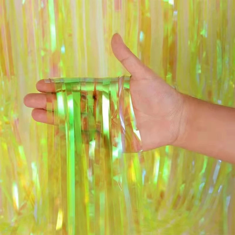 パーティー・インテリア用装飾 オーロラカラー・レインボーカラーカーテン 2色展開