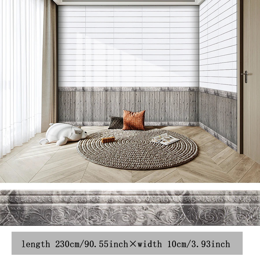 壁面装飾 幅木風粘着ボーダーシート 幅10㎝x230㎝ 衝撃吸収 XPEフォーム