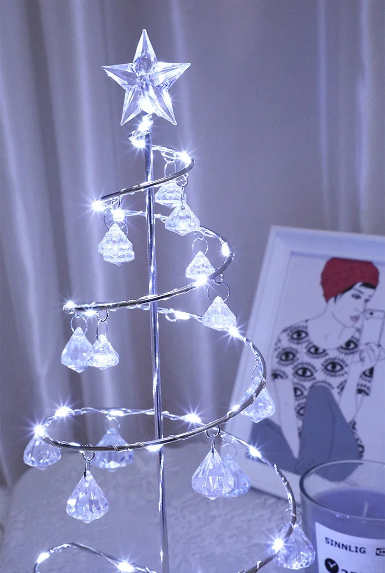 モチーフライト|イベント・パーティー装飾|LED クリスタルツリーテーブルランプ(高さ33c) 電池式