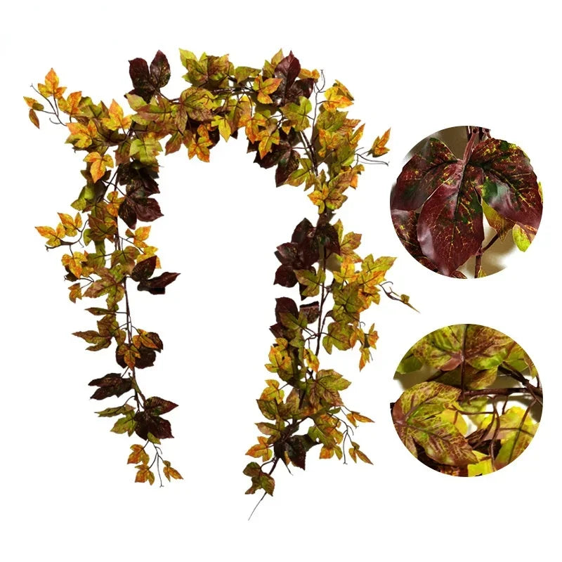ハロウィンリース|秋のメープルリーフ フェイクガーランド