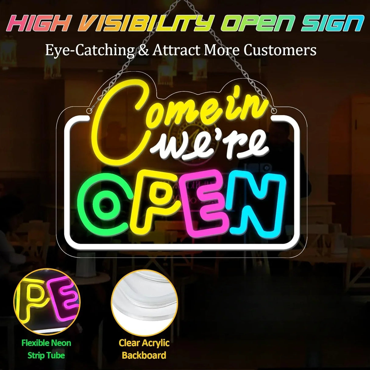 Come in We're Open LEDネオンサイン(ネオン看板)