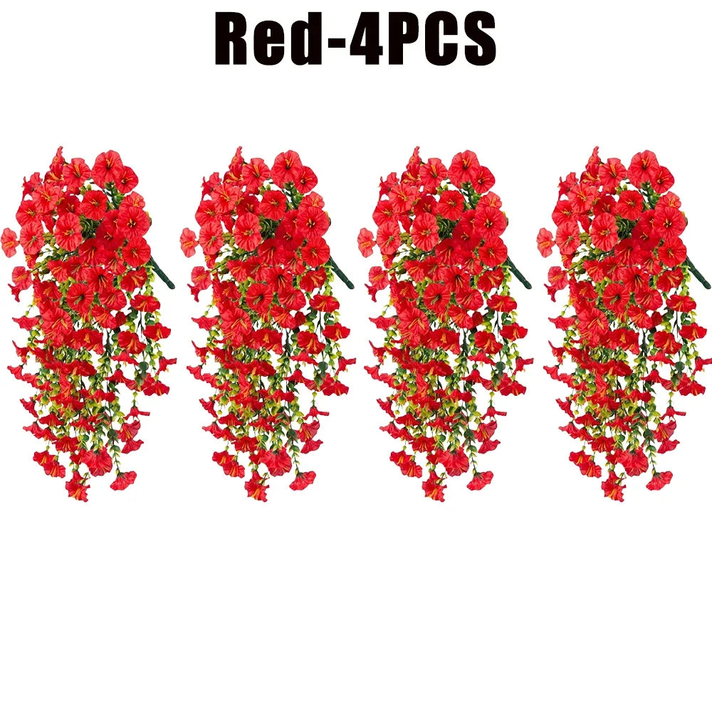 パーティー・ガーデン装飾 造花 リアルなペチュニア再現 2種類シルク製造花ブーケ 紫外線対策