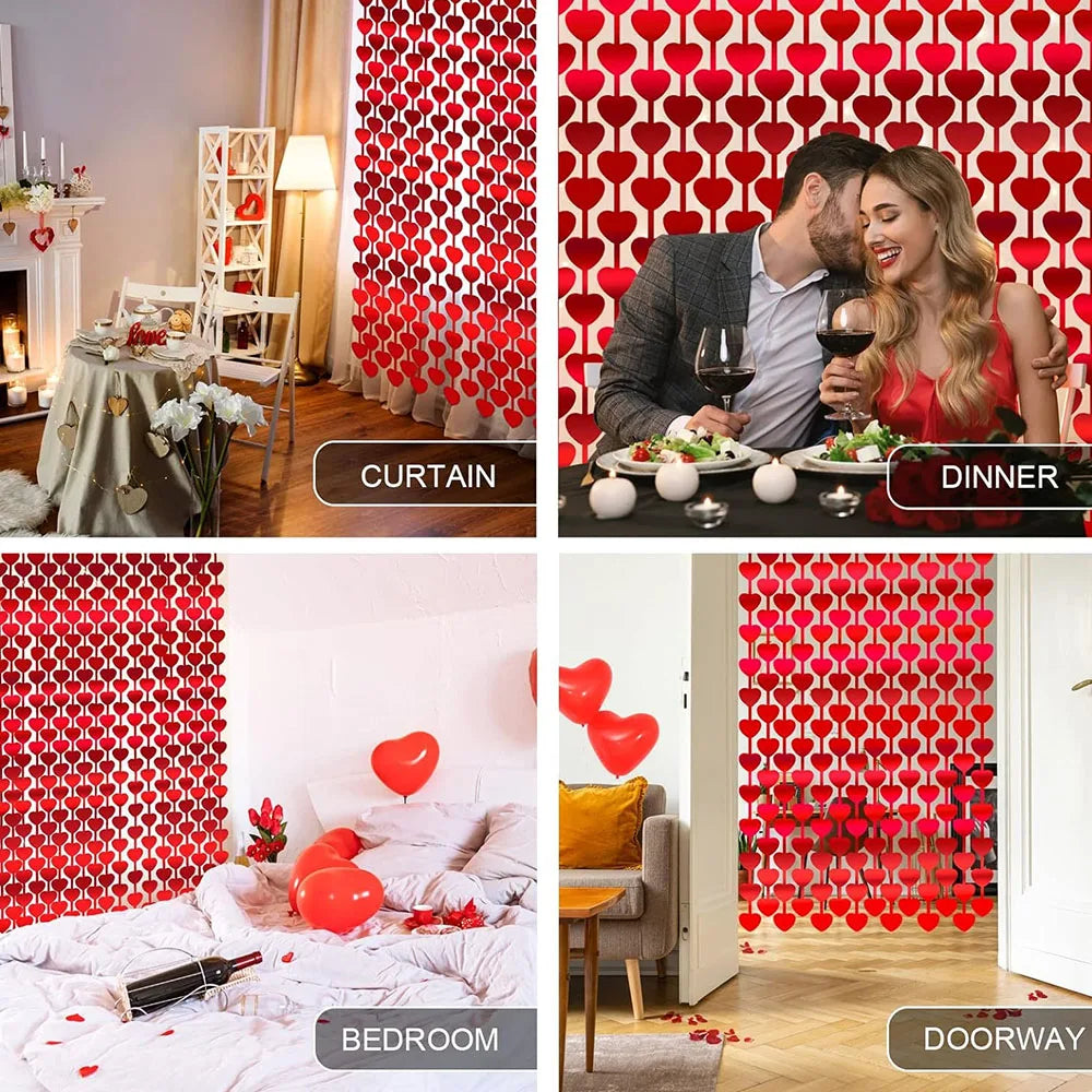 パーティー・インテリア用装飾 ハート形カーテン 壁面装飾 吊るすだけ簡単