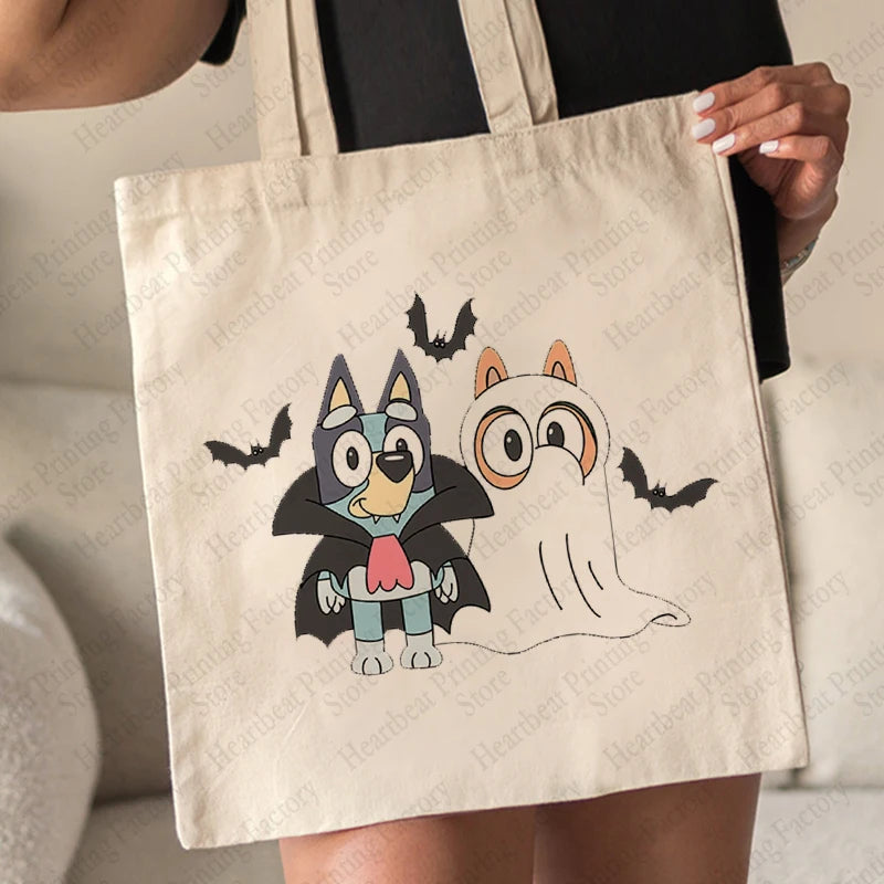 イベント・ハロウィングッズ|ハロウィンゴースト&コウモリ柄トートバッグ(34c×39c)