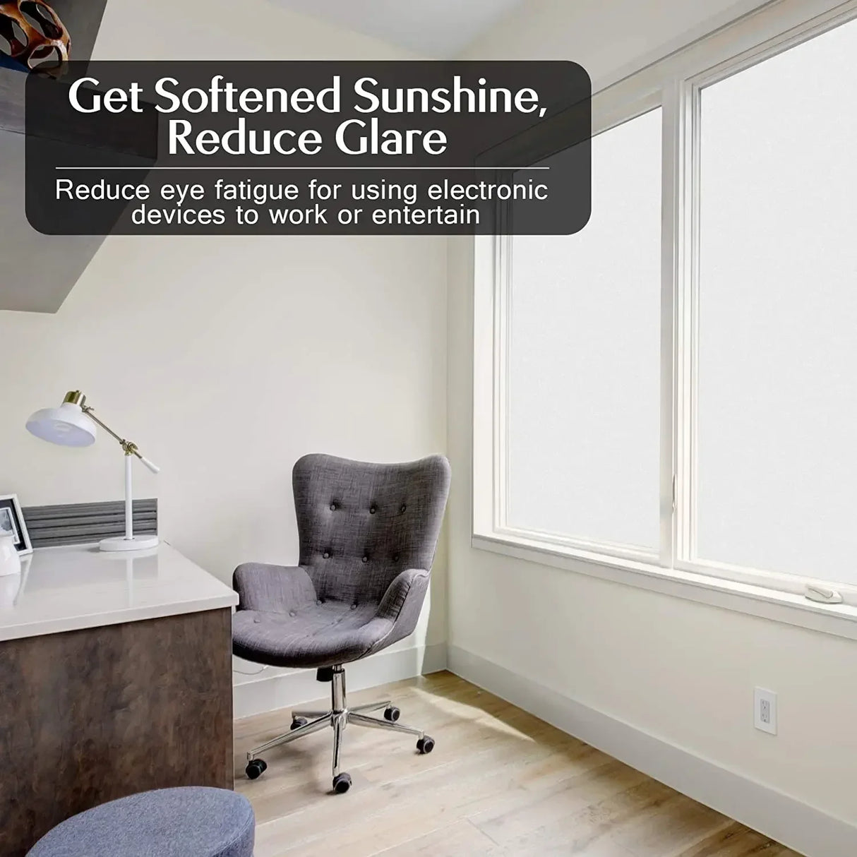 【静電気で簡単貼り付け】すりガラス風ガラスフィルム – プライバシー保護&UVカット&断熱効果