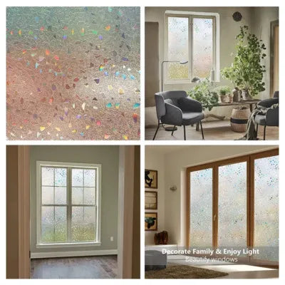 3Dウィンドウフィルム 幾何学模様柄 (UVカット・静電気吸着タイプ)