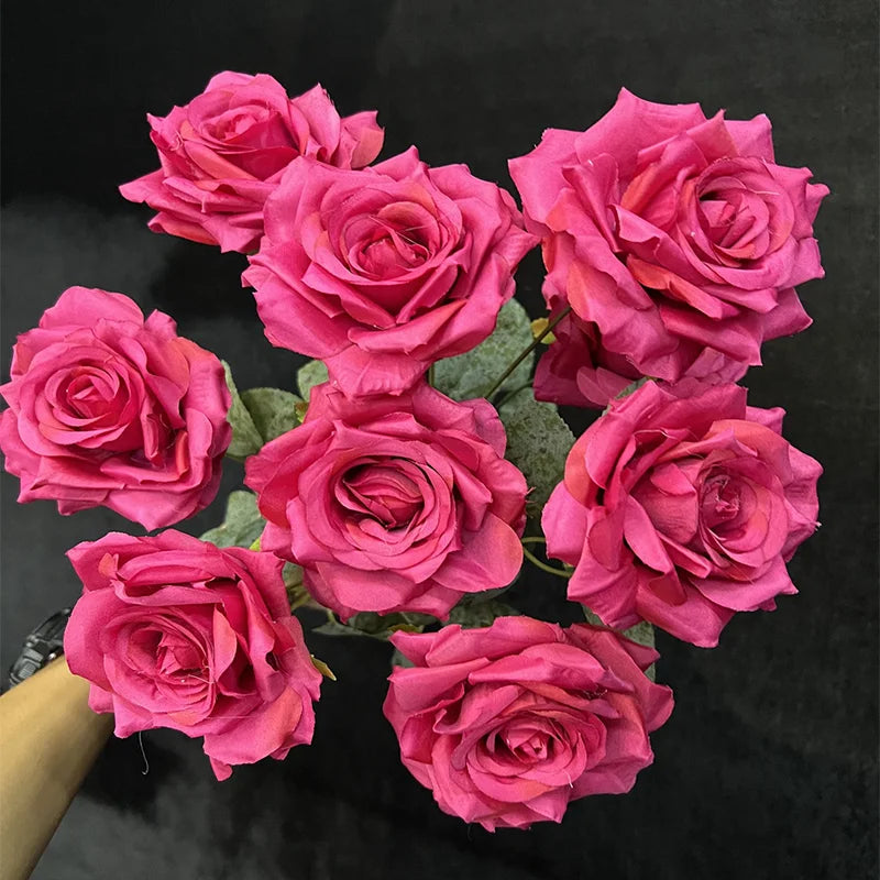 パーティー・インテリア装飾| 造花ダイヤモンドローズブーケ9輪1束(50c)