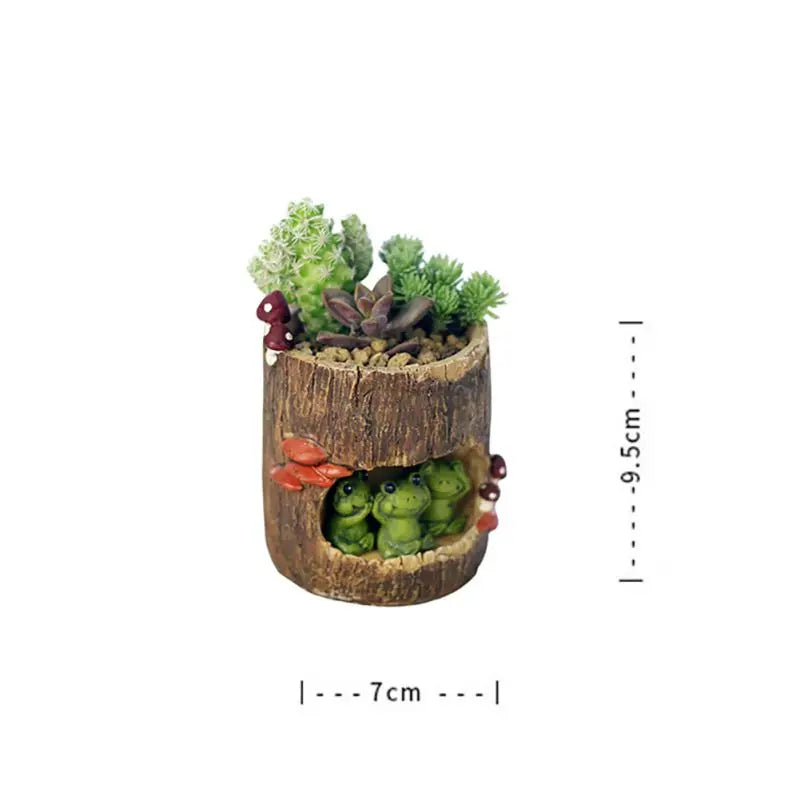 かわいい小動物ファミリーハリネズミクマカエルの置物樹脂植木鉢ホームガーデンデスクトップ植木鉢多肉植物盆栽植物デコ