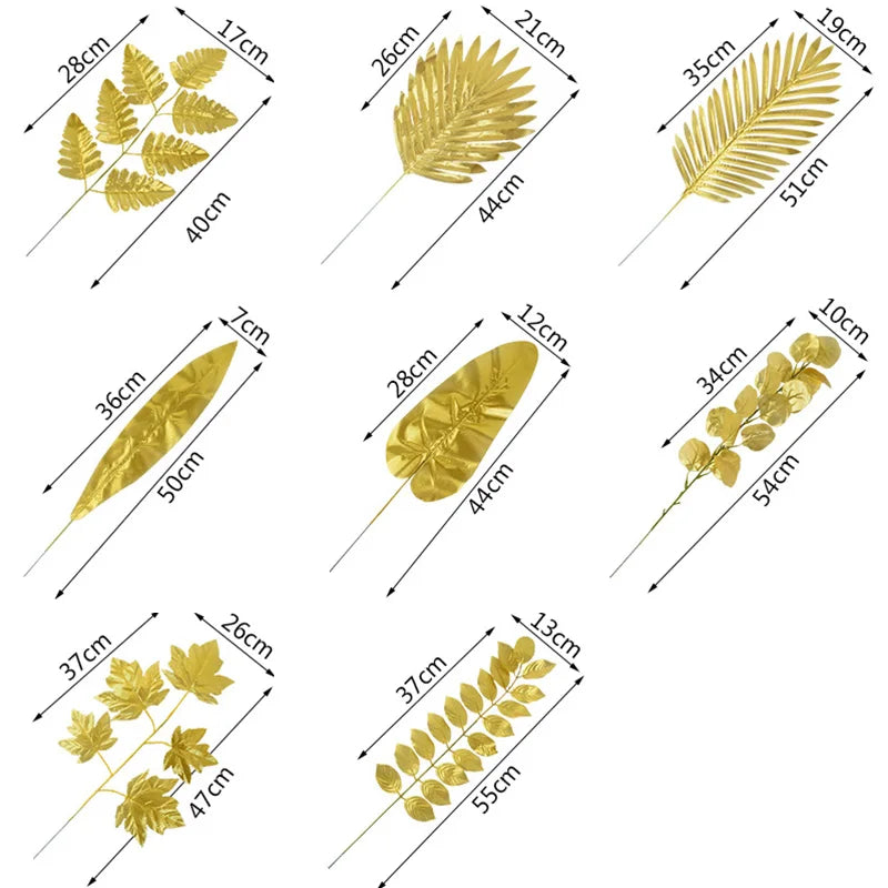 人工トロピカルヤシの葉・5個入り・ゴールドシルク・タートルリーフ