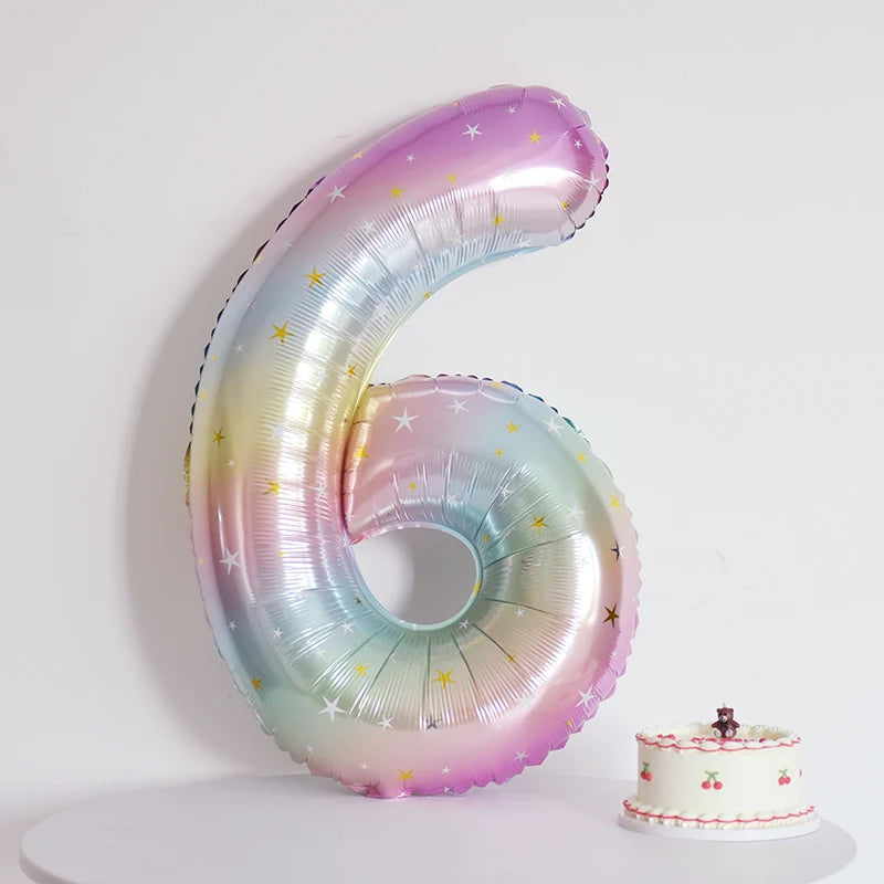 イベント・クリスマス装飾|グラデーションレインボー数字バルーン(ナンバーバルーン)