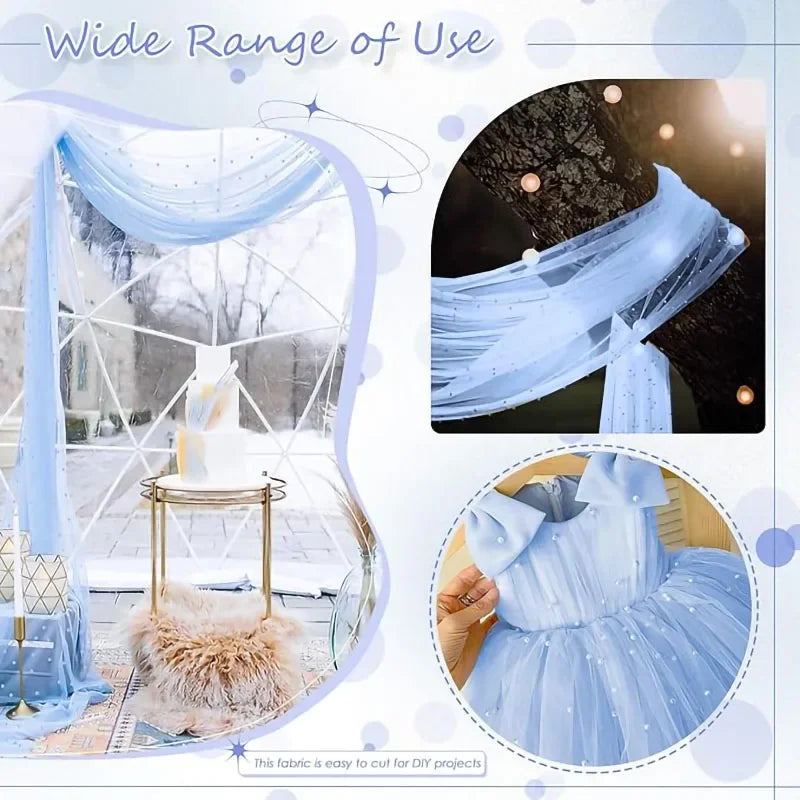 インテリア・パーティ装飾 | パール付きチュールテーブルクロス