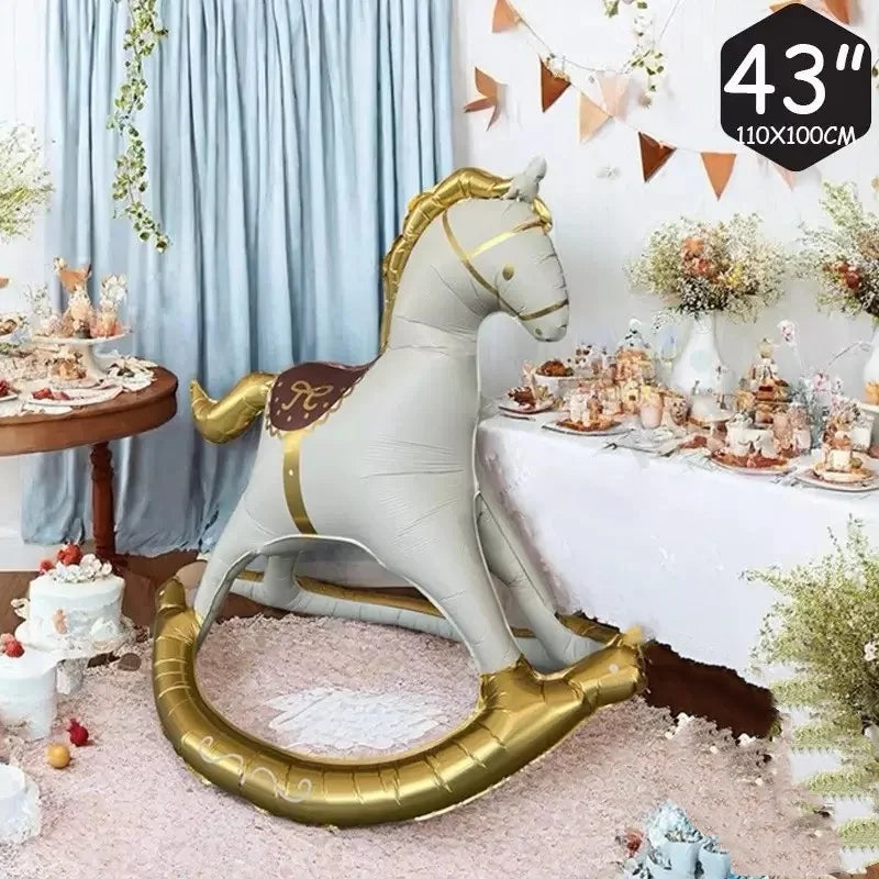 ユニコーン木製馬誕生日パーティーバルーン