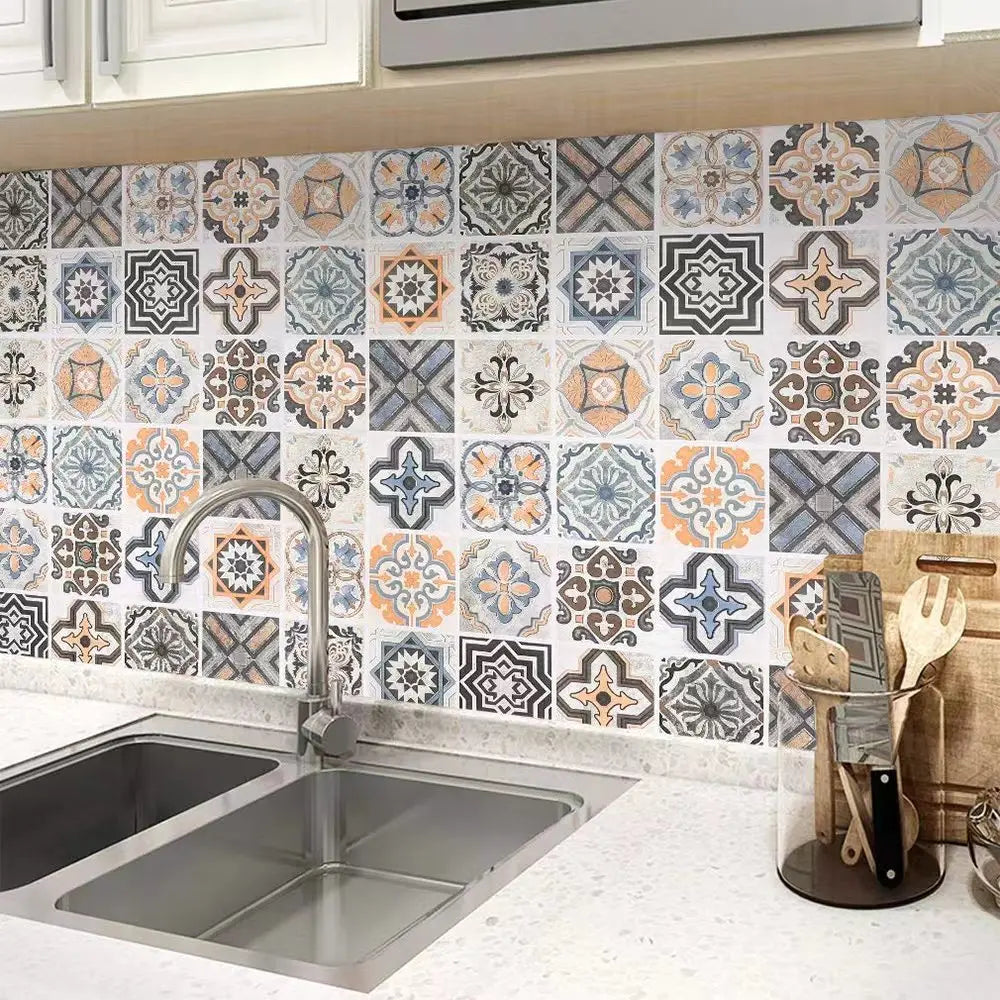 DIYフロアシート タイル・大理石風 ステッカー 幅40cm x 300cm メキシコ風