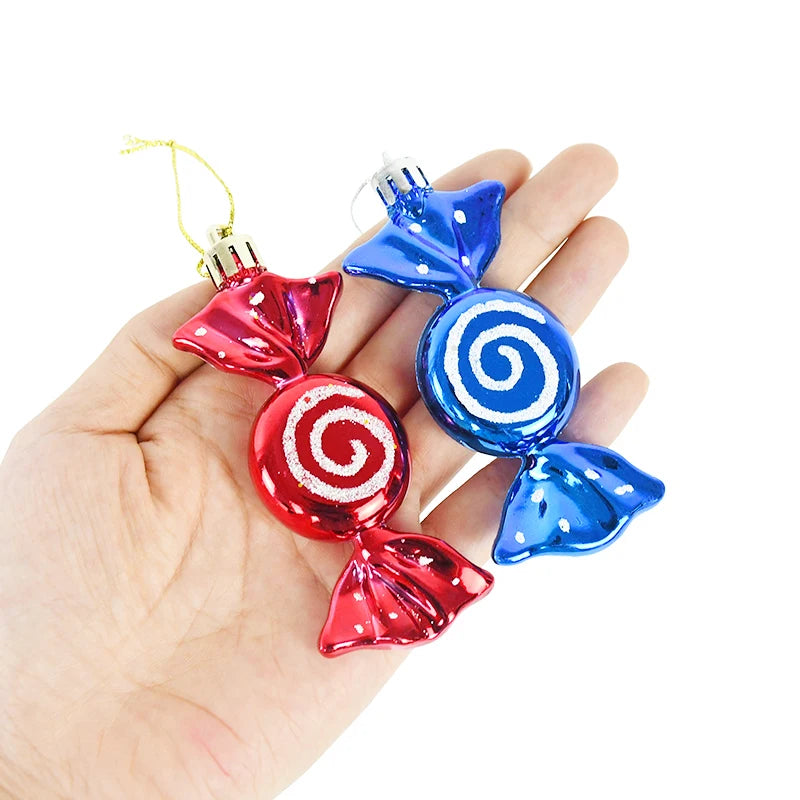【クリスマス・インテリア用装飾】可愛い!キャンディー型オーナメントセット(6個入)