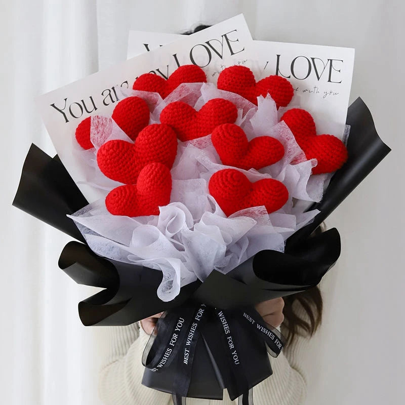 パーティー・インテリア装飾|アレンジメント用造花 かぎ針編みハート・チューリップ(40c)