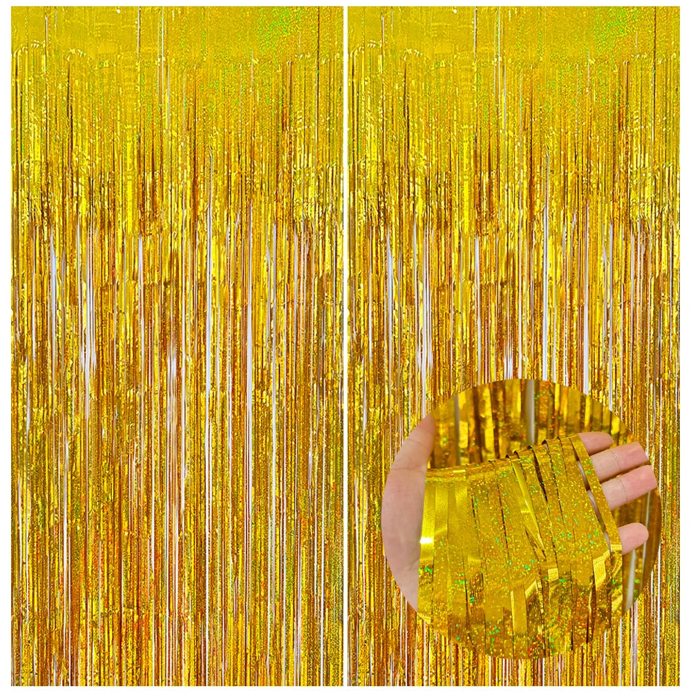 パーティー・インテリア装飾 キラキラ!カーテン 波型/ストレート型 2種類