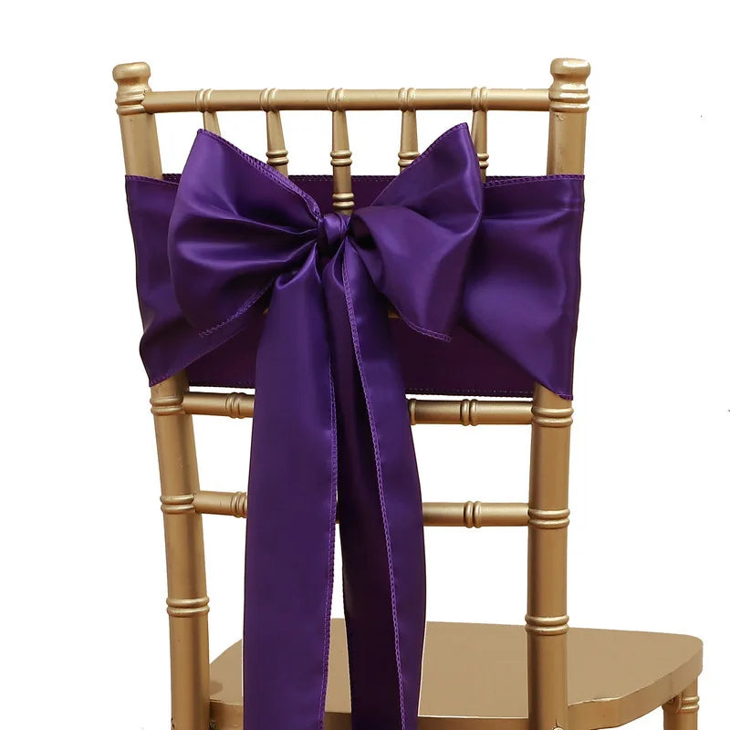 インテリア・パーティ装飾 | サテンリボン椅子カバーセット | 10個 背もたれカバー