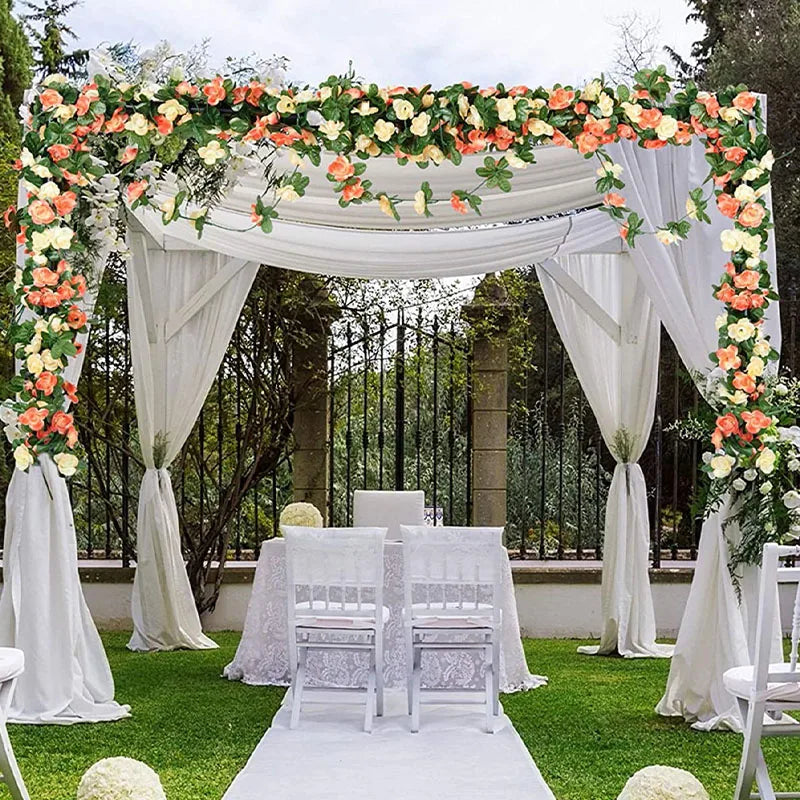 パーティー・インテリア装飾|造花シルクローズガーランド(約2.5M)