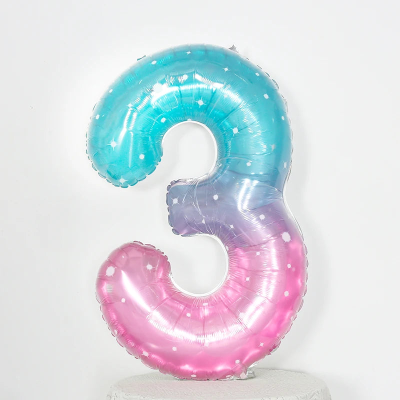 イベント・クリスマス装飾|グラデーションレインボー数字バルーン(ナンバーバルーン)