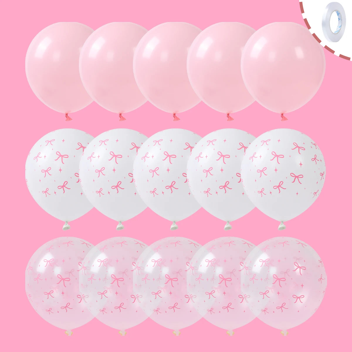 ピンクリボン付きラテックスバルーンセット