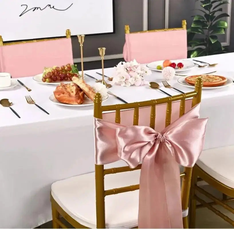 インテリア・パーティ装飾 | サテンリボン椅子カバーセット | 10個 背もたれカバー