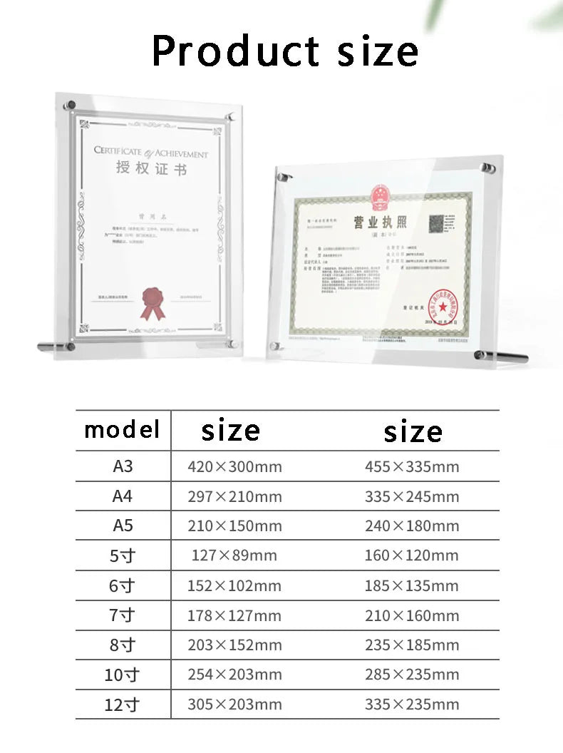 アクリル透明クリスタルフォトフレーム