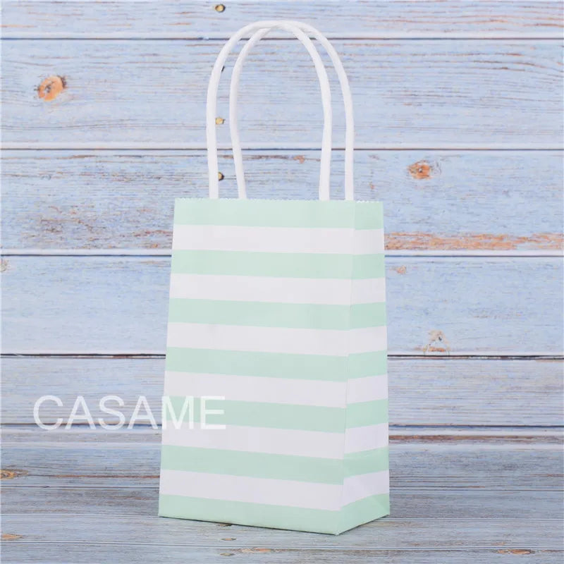 |ノベルティ用品 | ストライプ柄ミニギフトバッグ 10個セット | 7.5×12×5㎝