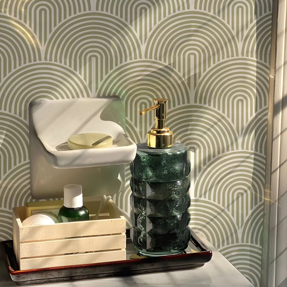 DIY用 モダン柄タイル風 ステッカー 20×20c 10枚入 多彩なモダン柄