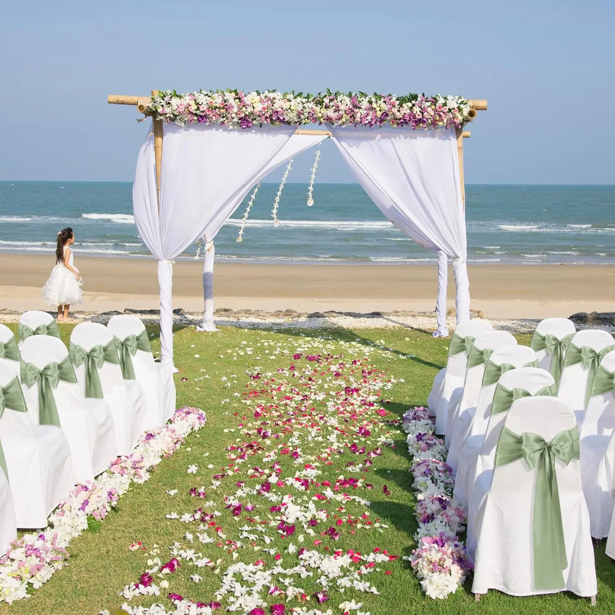 インテリア・パーティ装飾 | サテン椅子リボンセット | 全長2.75m