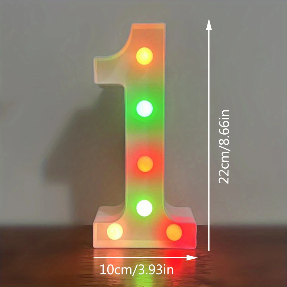 【LED装飾】LEDライト・デコレーションライト(アルファベット/数字)マルチカラー 22cm