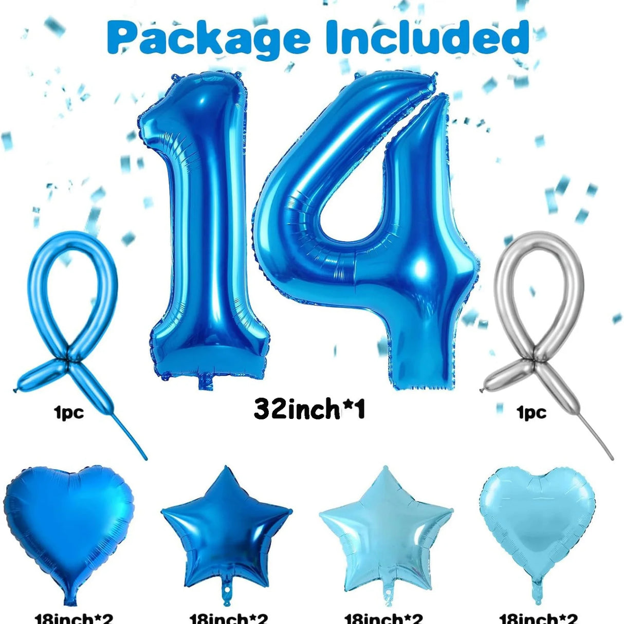 青い数字&ハートバルーンセット