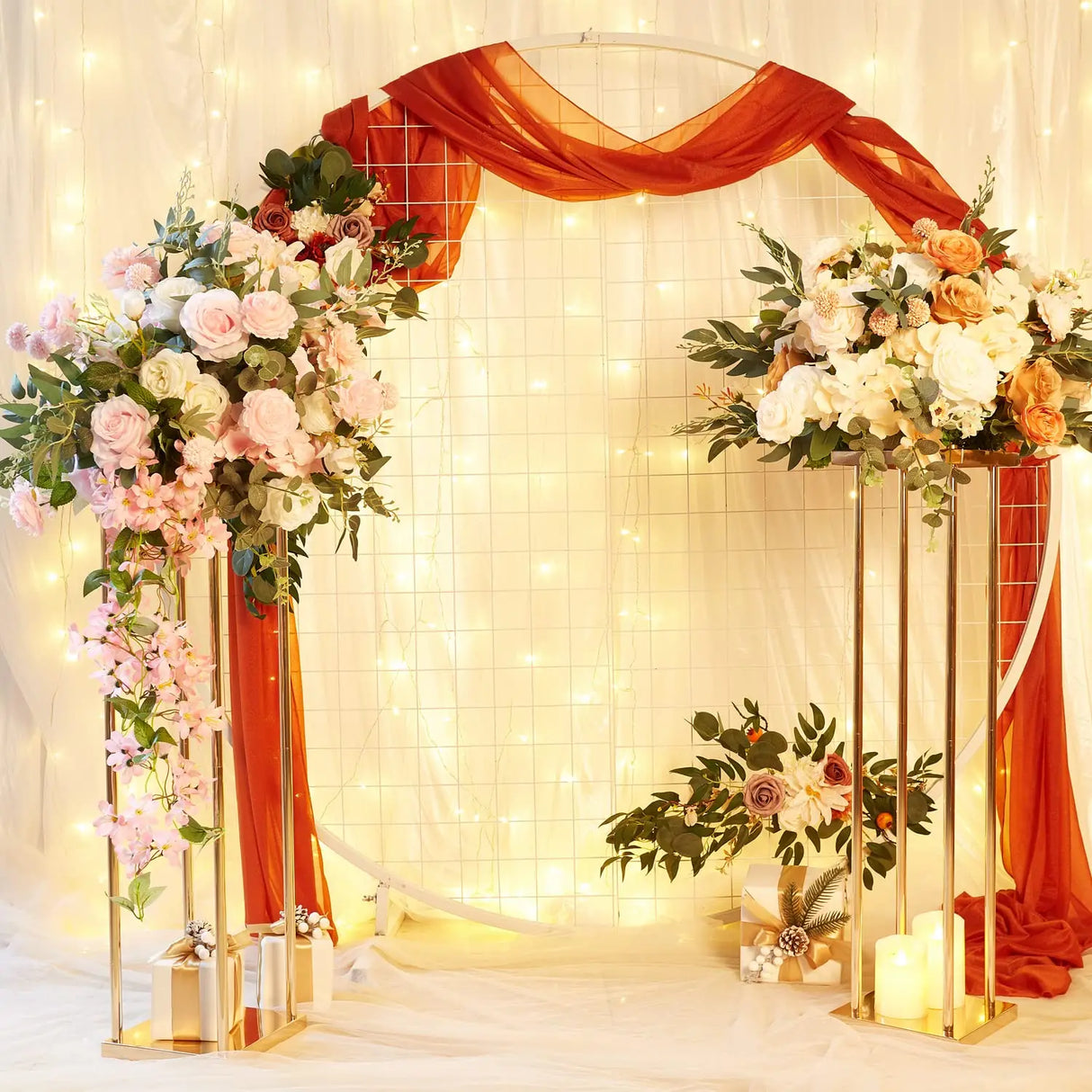 結婚式・インテリア装飾|ゴールドメタルフラワースタンド