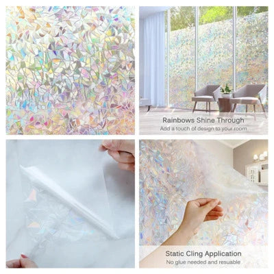 3Dウィンドウフィルム 幾何学模様柄 (UVカット・静電気吸着タイプ)