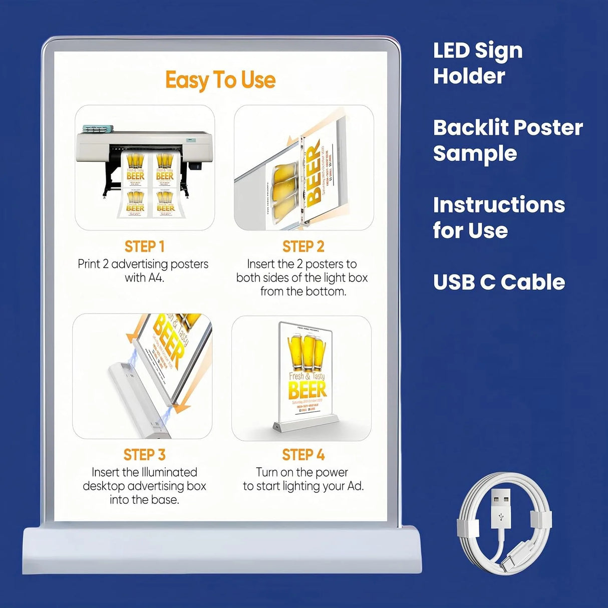 両面LEDライトボックスサインホルダー A4/A5