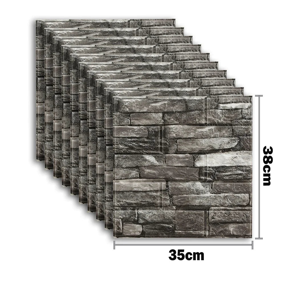 DIY用 レンガ風ステッカー 35x38cm 10pcs コンパクトサイズ防水仕様