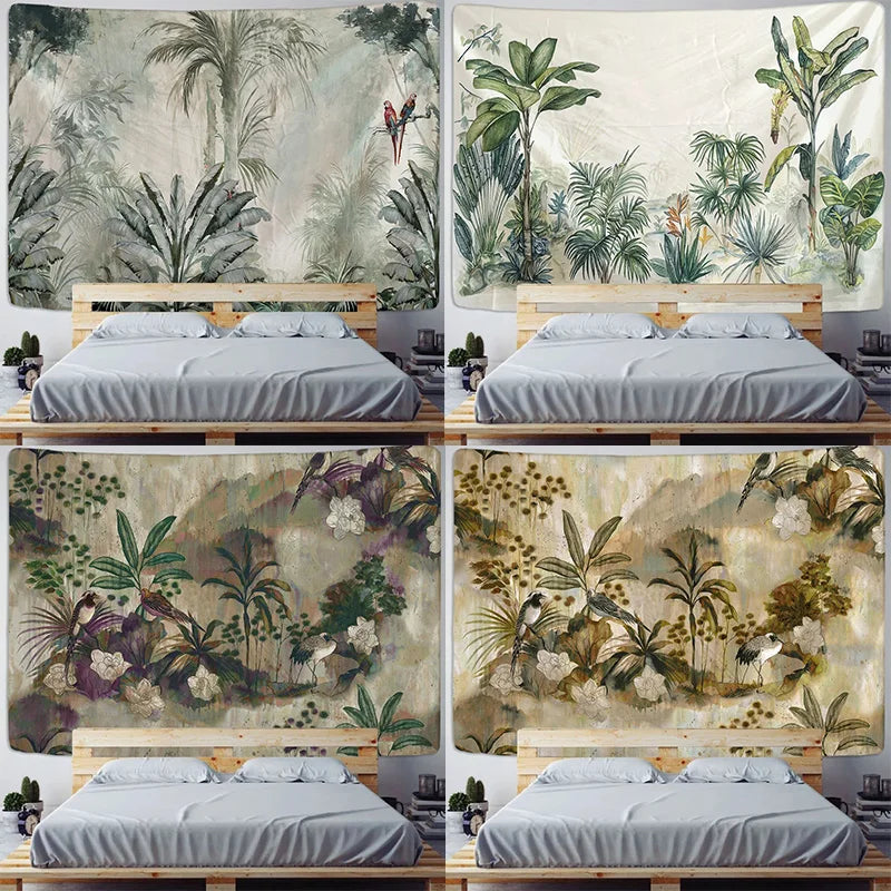 布製マルチクロス ボタニカルプリントクロス 6パターン タペストリー・テーブルクロス対応