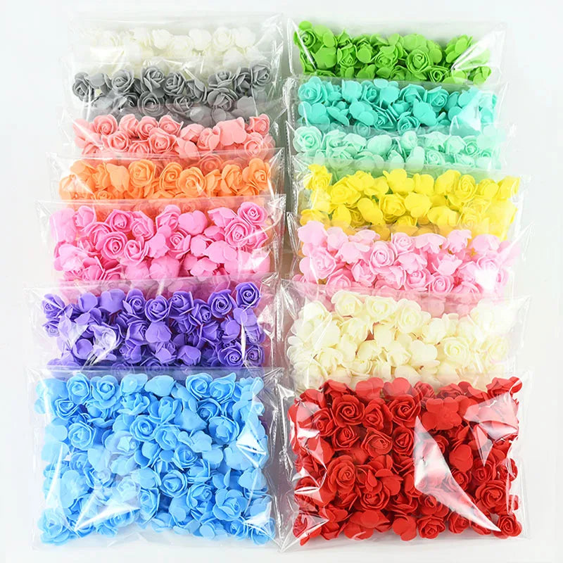 パーティー装飾・クラフト用|造花ローズフラワーパーツセット(50/100/200個)