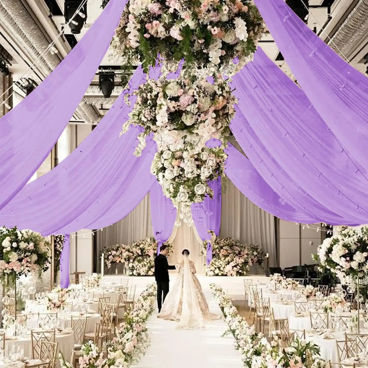 柔らかな白シフォンドレープ 天井装飾用