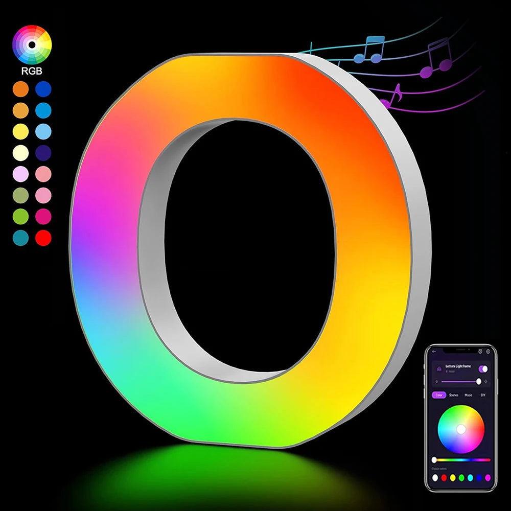 【LED装飾】LEDライト・デコレーションライト(数字/アルファベット)調光可能 レインボーカラー